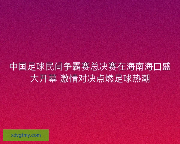 中国足球民间争霸赛总决赛在海南海口盛大开幕 激情对决点燃足球热潮
