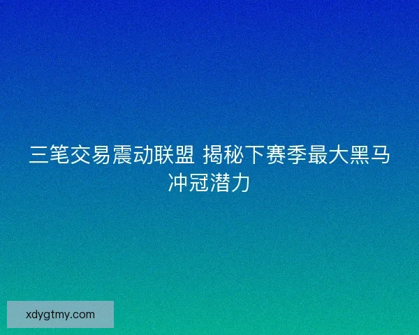三笔交易震动联盟 揭秘下赛季最大黑马冲冠潜力