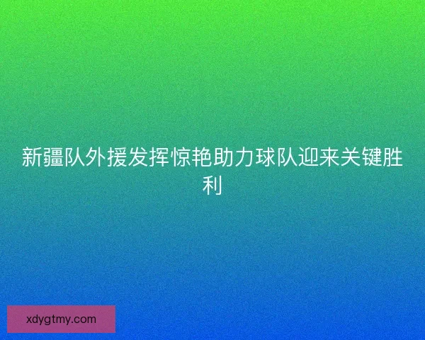 新疆队外援发挥惊艳助力球队迎来关键胜利